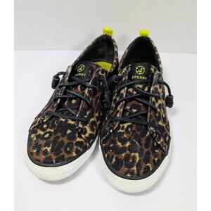 Sperry Seacycled Leopard  Sneakers Womens 7.5 Casual Shoes Excellent Condition!